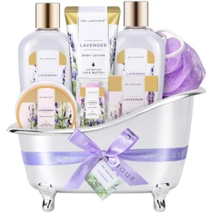 Home Spa Bath Baskets Gift Set for Women Luxetique Lavender Bath and Body Gifts - Picture 1 of 8