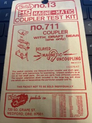 HO Scale Kadee #13 Magne-Matic Coupler TEST Kit w/Draft Gear Box Kadee HO NEW! - Image 1 of 3