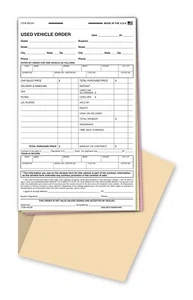 Used Vehicle Order Books - 5.5" x 9", 3-Part Snap-Out Carbonless Forms (50/Book) - Picture 1 of 1