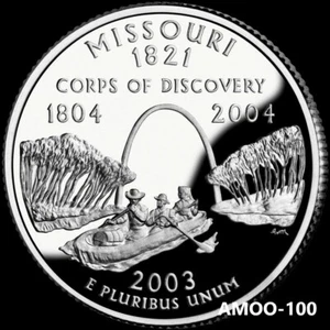 P D S 2003 - Juego de 3 monedas cuarto de cuarto de Missouri State revestido a prueba y 2 sin circular - Imagen 1 de 3