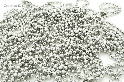 500 HIGH QUALITY STAINLESS STEEL BALL CHAIN NECKLACES 24 INCH - 2.4MM BEAD USA - Изображение 1 из 3