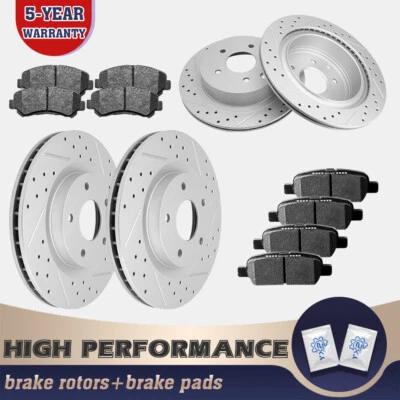 Rotores de disco dianteiro e traseiro + pastilhas de freio para 2008-2010 2011 2012 2013 Nissan Rogue - Imagem 1 de 4