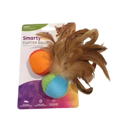 SMARTYKAT Flutter Balls with Feathers Set of 2 Cat Toy - Image 1 of 3