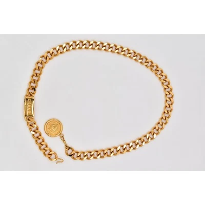 Autêntico Chanel Vintage Cinto Corrente Logotipo Moeda de Ouro Medalhão CC Chunky Retrô 30" - Imagem 1 de 4