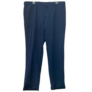 PRADA Dress Pants Trousers Mens Size 40 Navy Blue Flat Front Cuff Hem Luxury - Picture 1 of 8