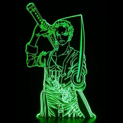 POPULAR One piece Roronoa Zoro anime 3D Night light, LED, veilleuse, decor - Image 1 of 3