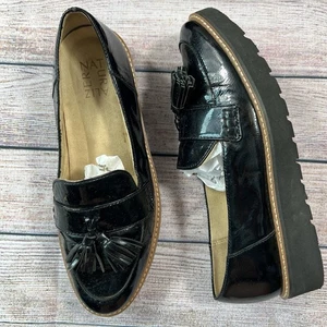 Naturalizer August Women Black Patent Leather Tassel Loafers Sz 8M Shoes Flats - Picture 1 of 11