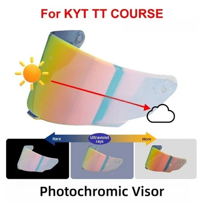 Photochromic Red Visor Fits For KYT TT COURSE TTC Motorcycle Helmet Shield Lens - Image 1 of 4