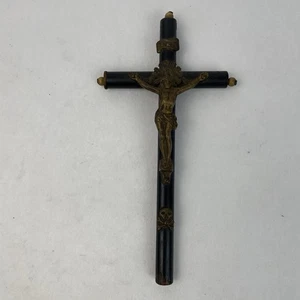 Antique 19th Cent. Vampire Killing Wooden Crucifix W/ Skull & Crossbones Gothic - Picture 1 of 13