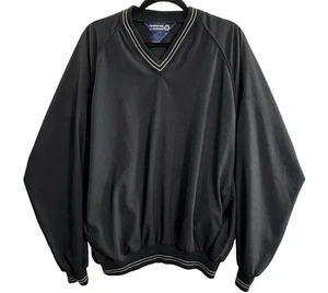 SUNDERLAND SCOTLAND Men Pullover Windbreaker Sweatshirt Sz L Black V Neck 23-18 - Picture 1 of 11
