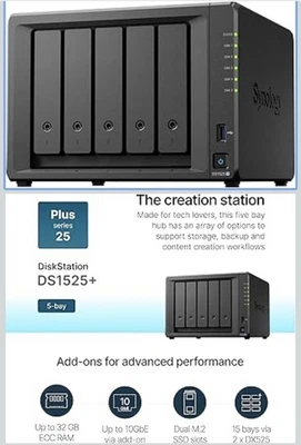 Synology DiskStation DS1522+ 5-Bay NAS Enclosure - Image 1 of 4