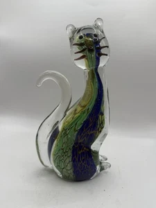 Kenjasper Zibo Art Glass Handblown Cat Figure Sculpture Colourful - Picture 1 of 8