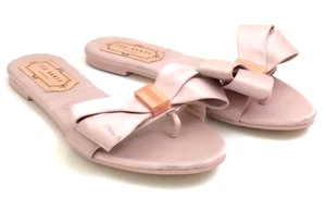 Ted Baker Women's Beauita Sandals Light Blush Pink Satin Upper Bow Flat New F1 - Picture 1 of 12