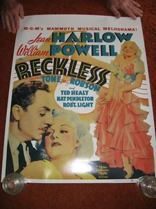 RECKLESS movie POSTER > Jean Harlow > 22x28 > NICE ! - Picture 1 of 1