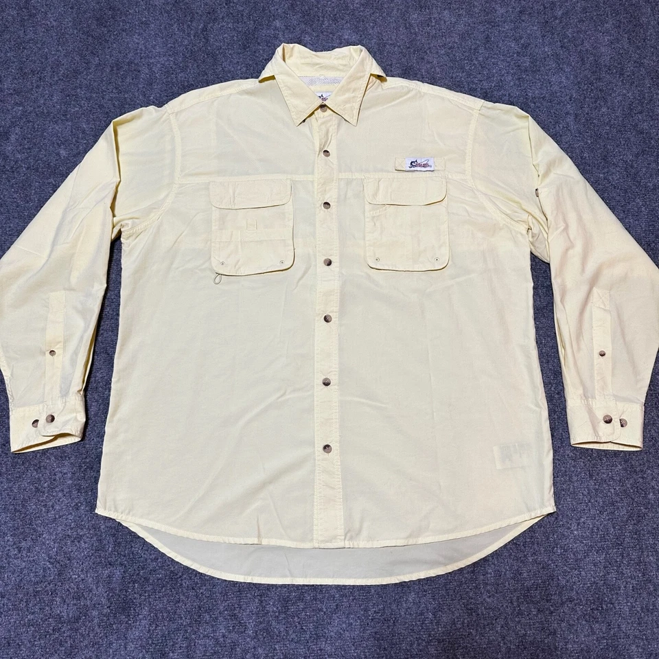 Camisa Deportiva Mundial Para Hombre Extra Grande Amarilla Nylon Bolsillos en el Pecho Pesca Foto 1 de 4