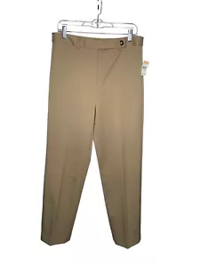 New Talbots Women’s Stretch Trousers Size 12 Tan Flat Front BNWT - Picture 1 of 5