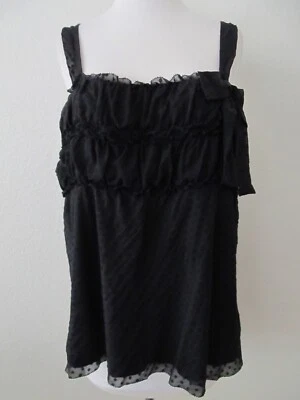 Топ Juicy Couture размер 12 черный шелк в горошек швейцарский без рукавов Cami  - Изображение 1 из 4