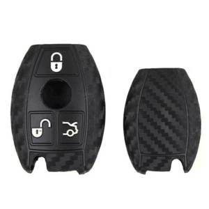 Carbon Fiber Soft Silicone 3-Button Smart Remote Key FOB Case For Mercedes-Benz - Picture 1 of 3