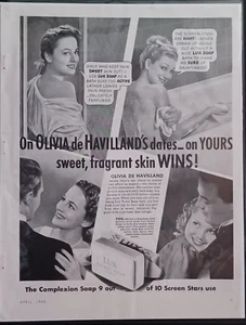 1940 Lux Toilettenseife Vintage Druck Werbung 40er Jahre Sieb Star Olivia de Havilland - Bild 1 von 1
