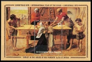 St. Christopher Nevis Ang. 1979 Mint no gum SS, IYC  Children, Painting Religion - Picture 1 of 1