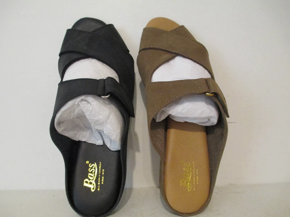 Sandalias deslizantes Bass Parker de cuero nobuck para mujer negras talla 6 M Foto 1 de 1