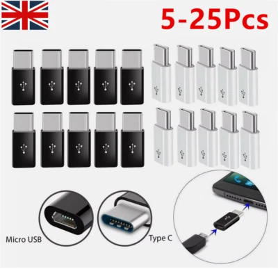 USB-C Adapter OTG USB Type C Male Connector to Micro USB Female Converter UK, - Image 1 of 4