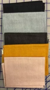 Fat Quarters Bundle -Makower Linen Weave Cotton Quilting Fabric 5 Fat Quarters - Picture 1 of 2