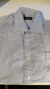 NWT NAUTICA SPREAD COLLAR CLASSIC FIT DRESS SHIRT BLUE WHITE PLAID 15.5 34/35 - Picture 1 of 2