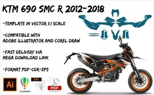 KTM 690 SMC R 2012-2018 template vector 1/1 real scale EPS PDF CDR format - Picture 1 of 2