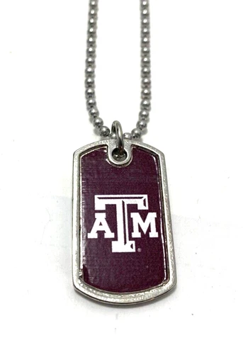 Texas A&M Logo 18" Mini Dog Tag Style Necklace Maroon White B4-3*S Cover
