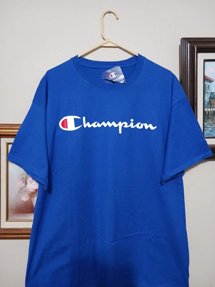 Champion Men's Classic Jersey Script T-shirt Surf The Web Blue Size X-large