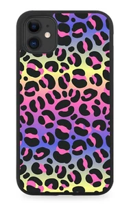 Colorido diseño de funda de teléfono de goma con estampado de leopardo arco iris punto animal M545 - Imagen 1 de 2