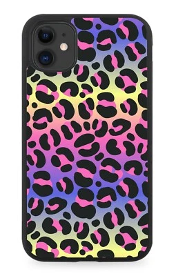 Colourful Leopard Print Rubber Phone Case Pattern Design Rainbow Animal Dot M545 - Image 1 of 2