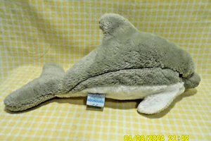 P12/ TEDDY KUSCHELTIER PLÜSCHTIER VINTAGE DELFIN GRAU-WEISS 40 CM SEHR GUTER ZUSTAND - Bild 1 von 4