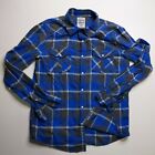 44mm Plaid Snap Button Lightweight Flannel L/S Western Shirt Men&#39;s Size Medium