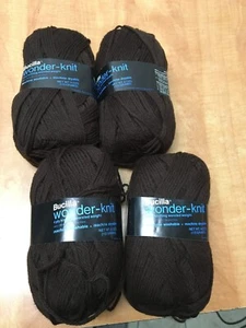 4 Skeins Bucilla Wonder-Knit Worsted Weight Yarn 110 Dark Brown 4 ounces - Picture 1 of 2