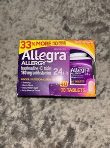 New Allegra Allergy 24HR Fexofenadine HCL 180 mg /Antihistamine 40ct EXP 10/25 - Picture 1 of 1