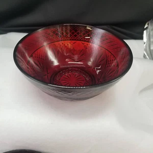 Juego de 2 ensaladeras antiguas de frutas rojas Cristal D'Arques Durand Luminarc vintage - Imagen 1 de 7