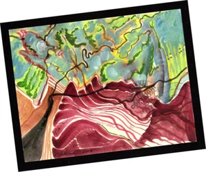 Daylight Moon 2014 Arte Contemporáneo Surrealista Paisaje Abstracto PINTURA FIRMADA - Imagen 1 de 12