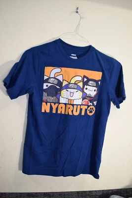 Camisa Naruto Cats Nyatuto NIÑOS XL 14 16 Azul Anime Foto 1 de 4