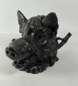 Antique Bronze Figural Boar Sculptural Inkwell | Signed Barrie Design by Fratin - Picture 1 of 10