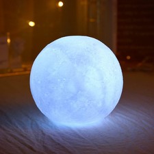 Silicone Moon Lamp White LED Night Light Battery Home Bedroom Decor Kids Gift