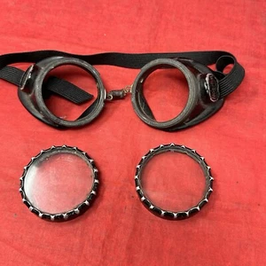 VTG Willson Steampunk Safety Glasses Aviator Goggles Motorcycle Made in USA - Picture 1 of 11