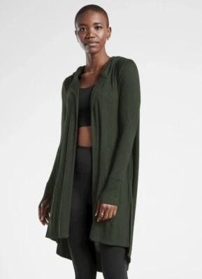 Athleta Harmony Pose Wrap Aspen Olive Open Front Cardigan Ribbed Size S NWT - Image 1 of 4