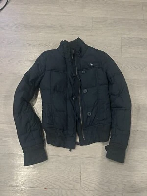 Abercrombie Fitch Jacket Girls Large Blue Full Zip Hooded Fleece Down * - Image 1 of 4