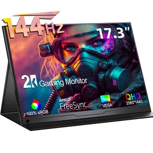 UPERFECT 144Hz 2K 17.3" Portable Monitor USB C Gaming Display Freesync For Xbox - Picture 1 of 12