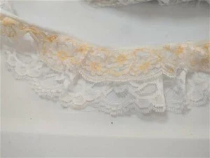 23Yds Vintage Sew Easy Double White & Yellow Floral 2" Wide Lace Trim 81234 - Picture 1 of 3