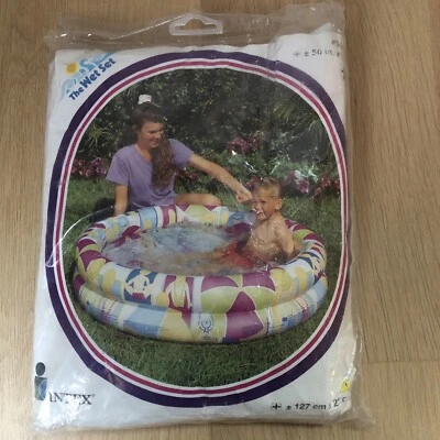 Vintage 90s INTEX Riviera Beach Pool 2-Ring Kids 50" x 9" Inflatable Swimming AG - Image 1 of 4