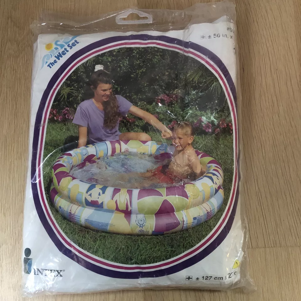 Vintage 90s INTEX Riviera Beach Pool 2-Ring Kids 50" x 9" Inflatable Swimming AG - Image 1 of 4
