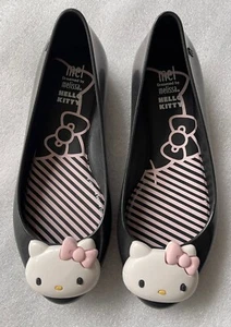 MEL, DREAMED BY MELISSA, HELLO KITTY PVC BLACK BALLET FLAT, KIDS SIZE 3, NWOT - Picture 1 of 13